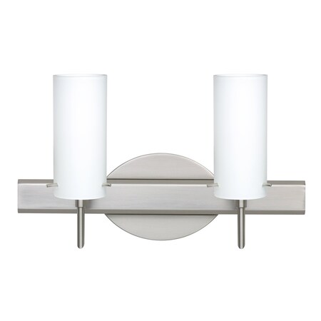 Besa Lighting Copa 3 Vanity, Opal Matte, Satin Nickel Finish, 2x5W LED 2SW-440307-LED-SN